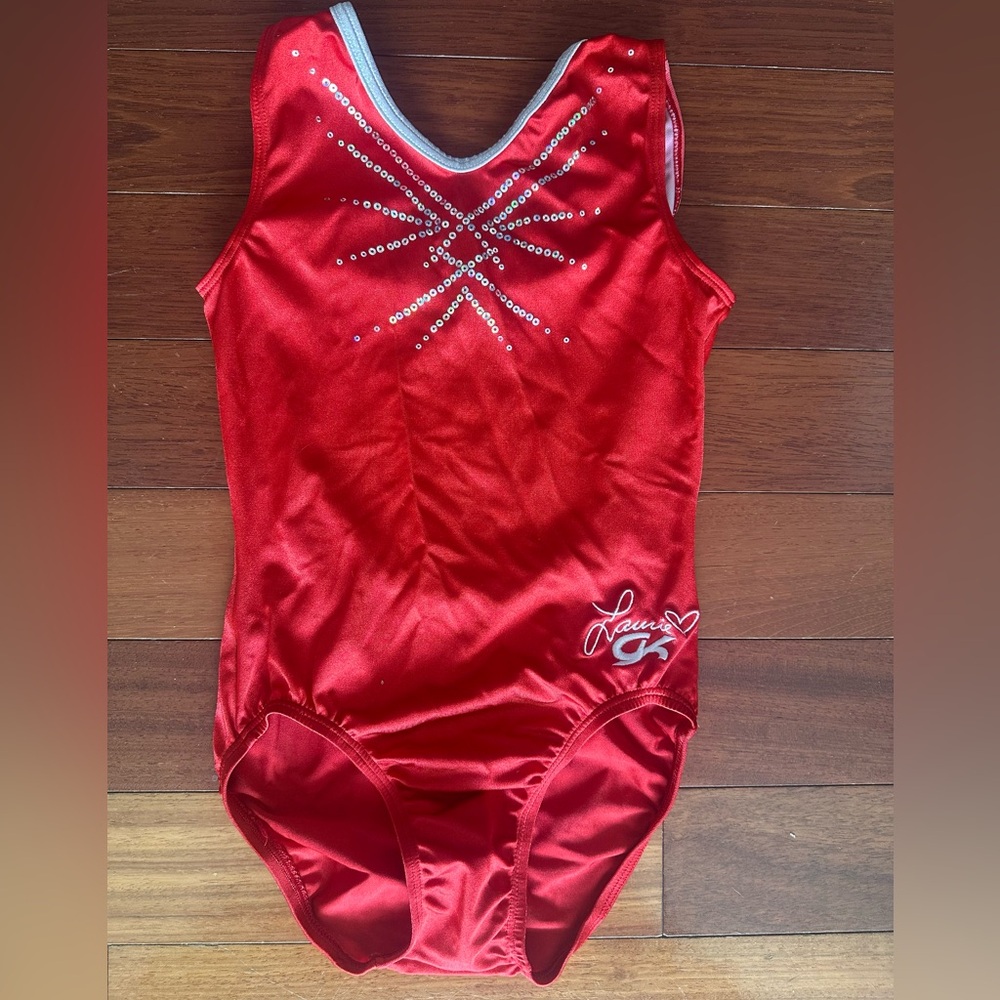 GK Red Leotard with Rhinestone Design-AXS